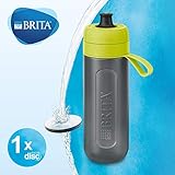 BRITA Wasserfilter-Flasche Active Lime, Robuste Sport Trinkflasche mit Wasserfilter für unterwegs aus BPA-freiem Kunststoff – Zusammendrückbar, 7.5 x 7.5 x 23.0 cm